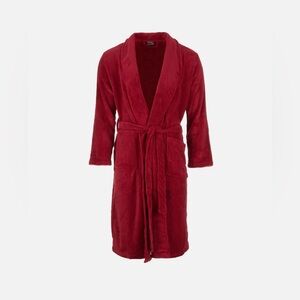 Men's Eddie Bauer Lounge Ultra Soft Plush Tie Belt Shawl Collar Robe RED NWT S/M